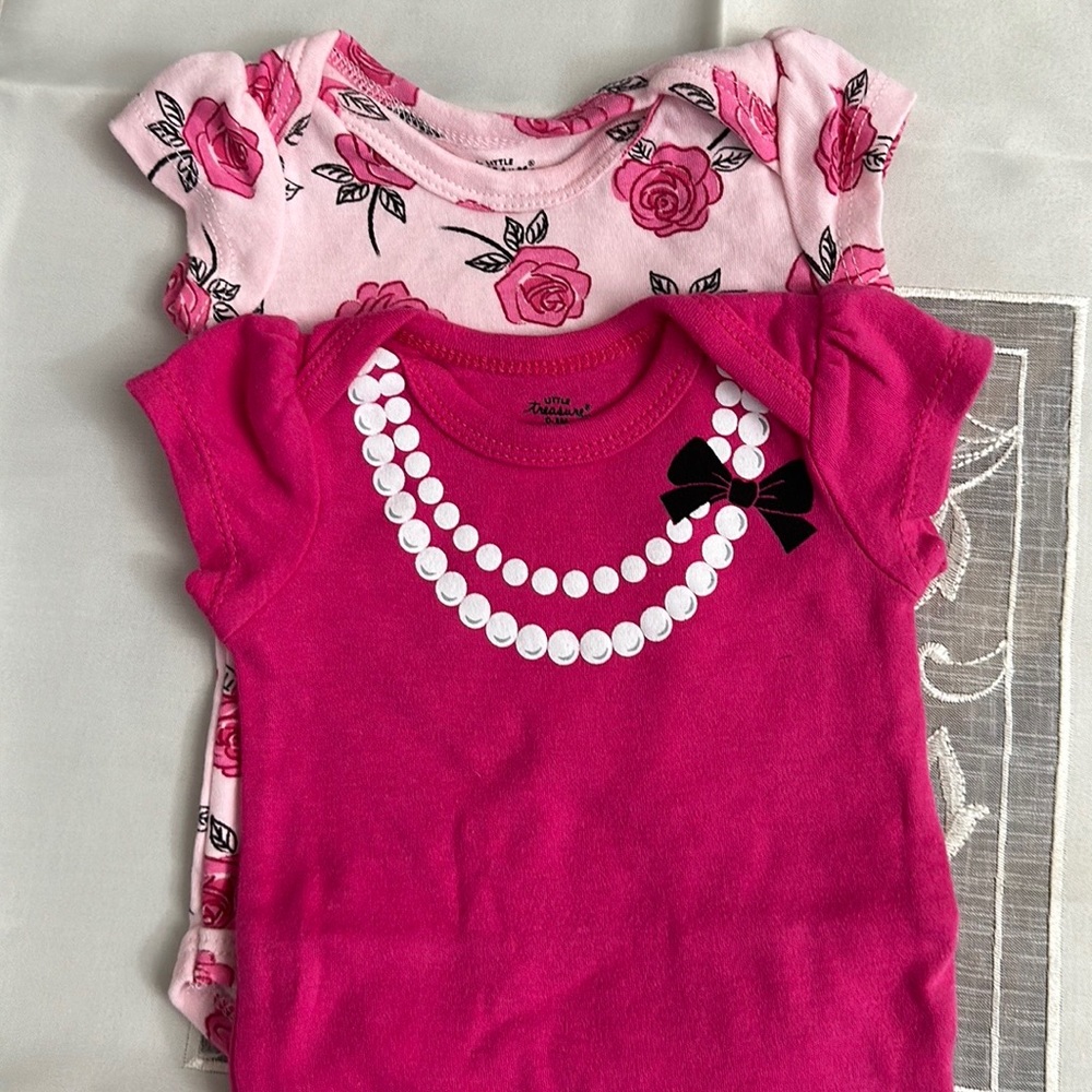 Little Treasure Baby Girl Bodysuits Cotton 2pk 0-3months